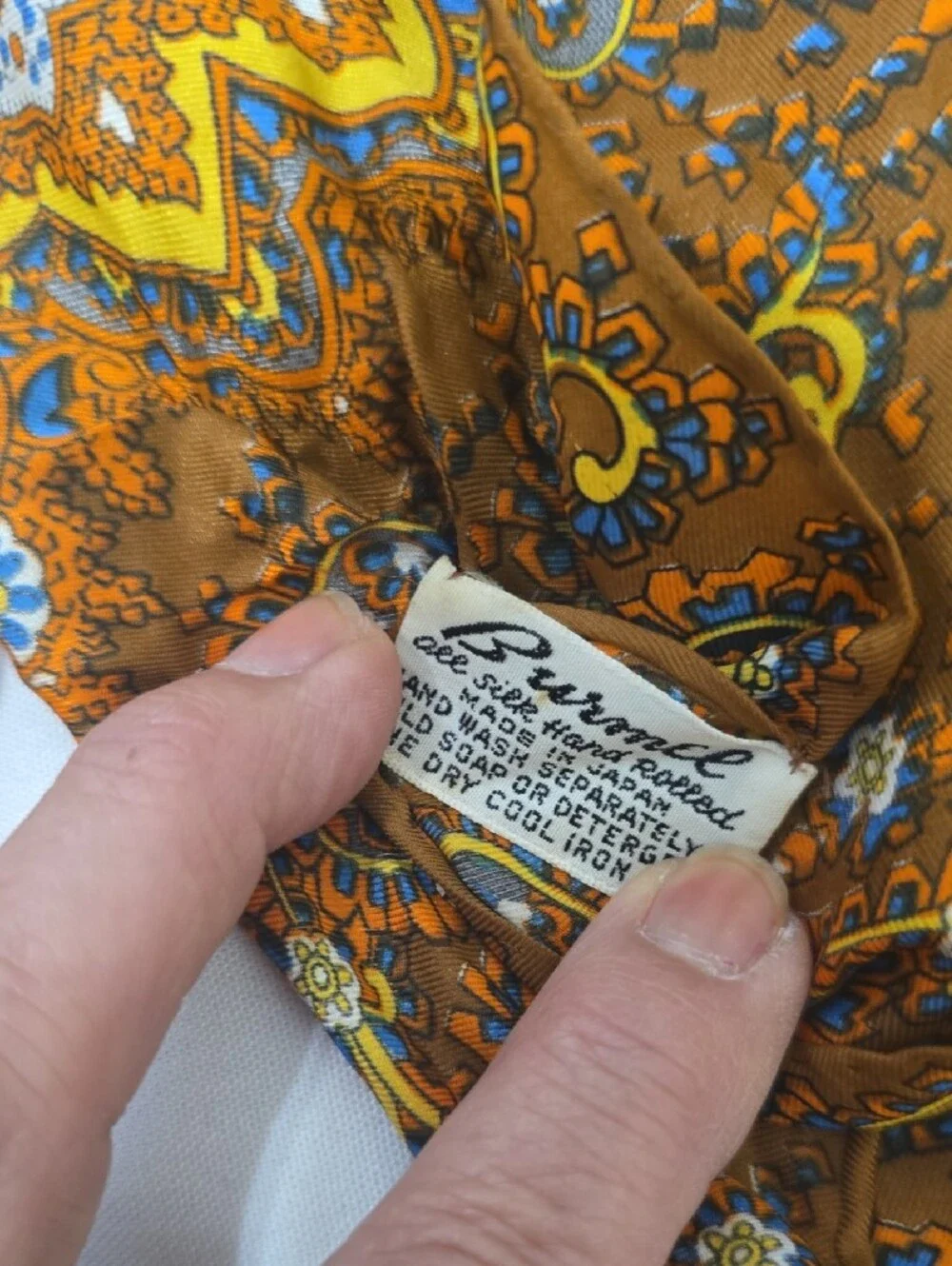 Burmel. Vintage Silk Ornate Paisley Curtain Panel in Warm Brown